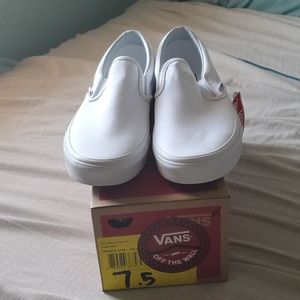 NEW white vans slip ons